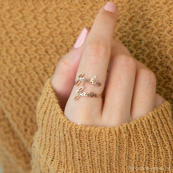 Customize Double Name Ring